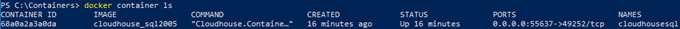 Running the docker container ls command to see a list of containers running on this computer