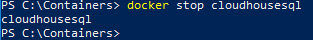 Running docker stop cloudhousesql