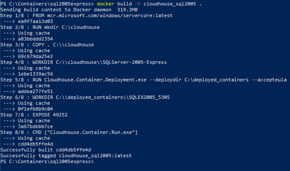 Actions defined in the DockerFile being executed in the order specified