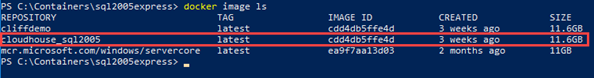 Output from running docker image ls